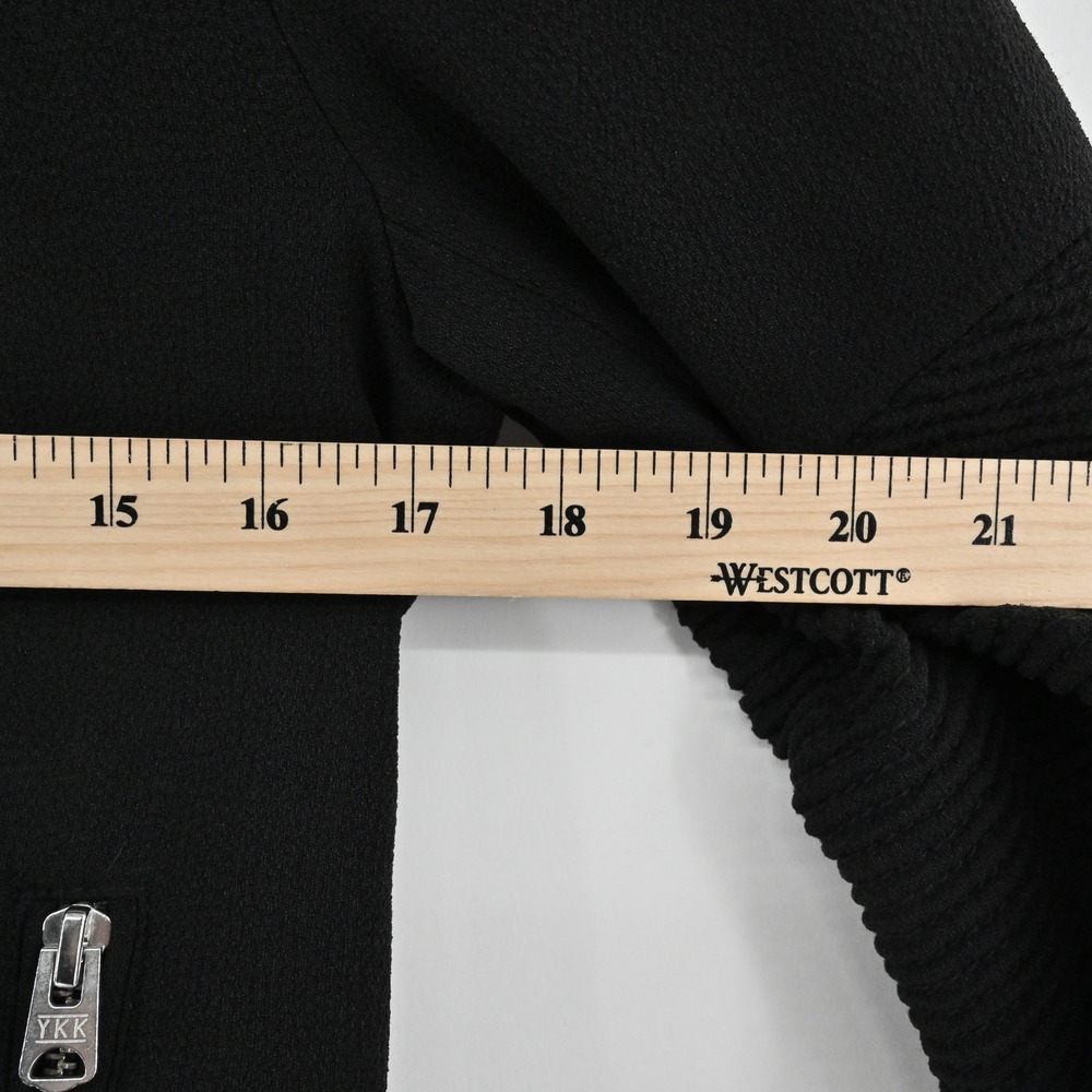 Aritzia Womens Black Moto Jacket Size 2 Wilfred Ribbed Sleeve Zip Up Rocker Punk - Picture 3 of 13